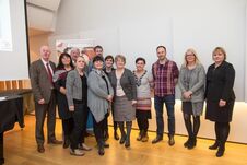 Fulltrúar nokkurra þeirra skóla sem fengu styrk ásamt Ágústi H. Ingþórssyni, forstöðumanni menntahluta Erasmus + á Íslandi og Þorgerði Björnsdóttur sérfræðingi hjá Erasmus+ á Íslandi.