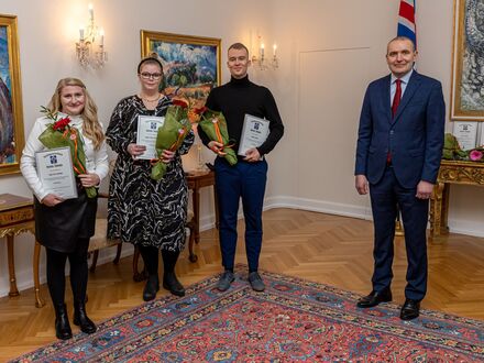 Arnkell Arasoni, Sigrún Anna Magnúsdóttir, Vaku Mar Valsdóttir og forseti Íslands